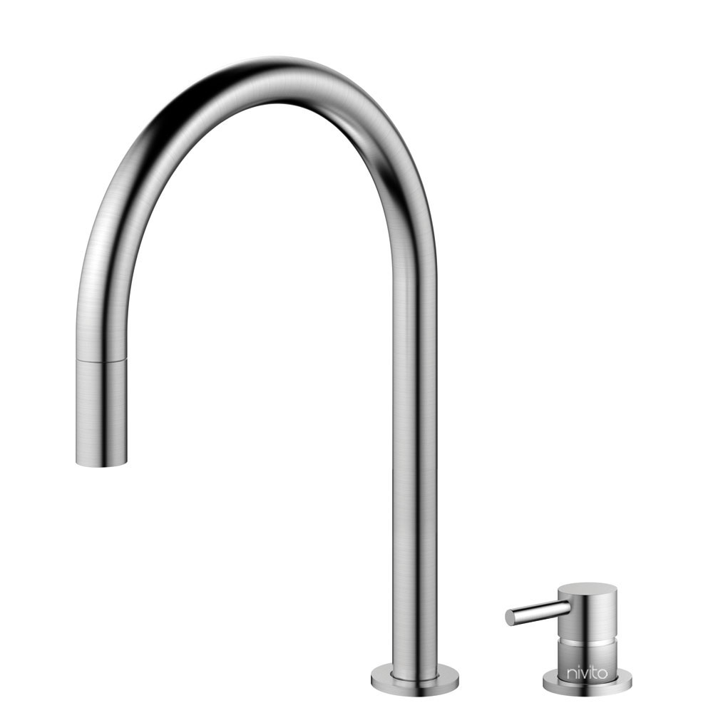 Stainless Steel Kitchen Sink Mixer Tap Pullout hose / Seperated Body/Pipe - Nivito RH-100-VI